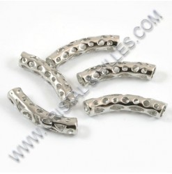 Metal bead tube 31x6mm, Nickel